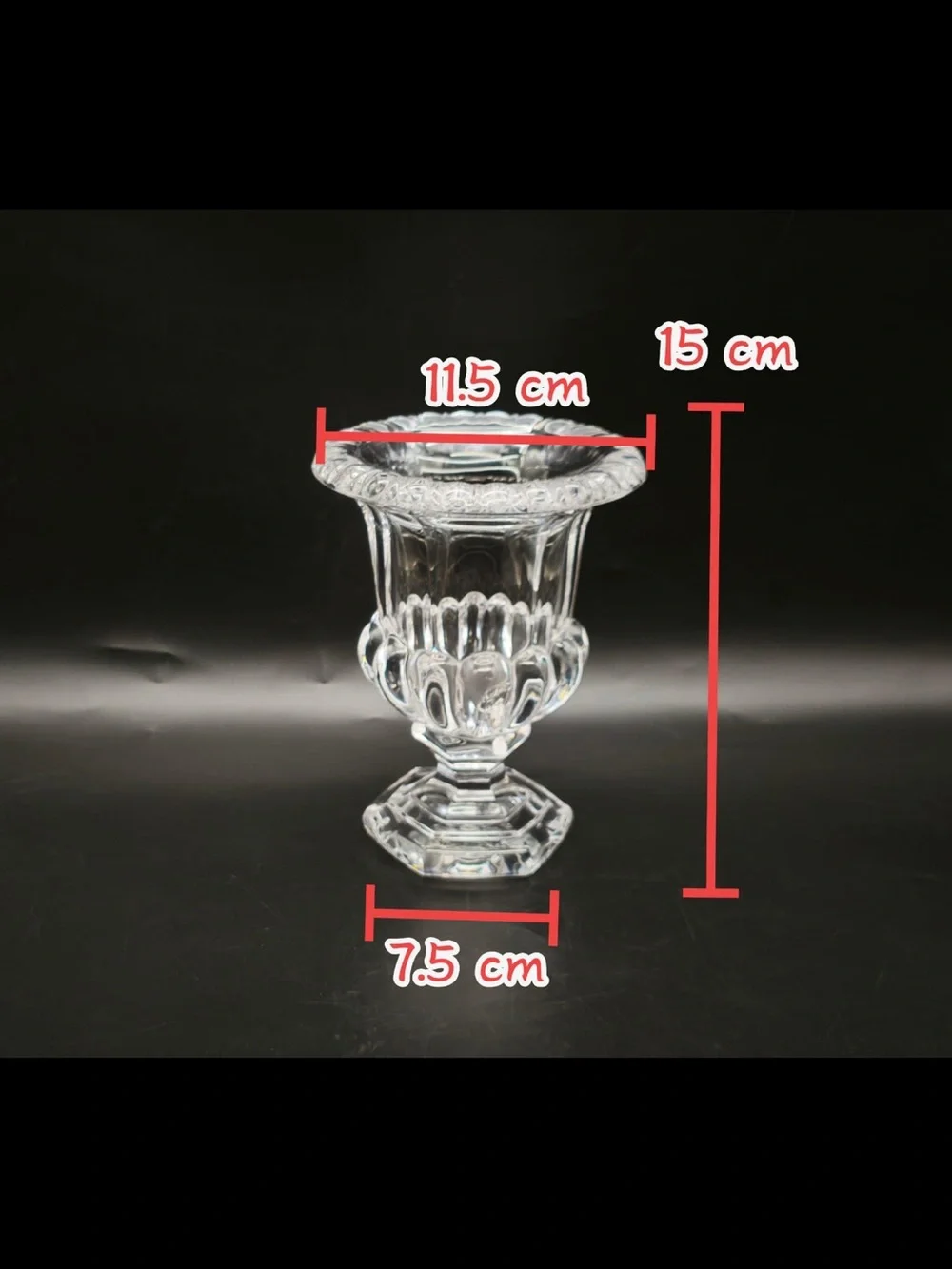 Clear Glass Urn Vase - Pressed Glass Decorative Accent